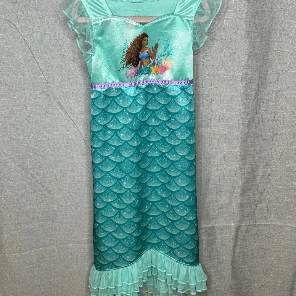 Disney - Ariel - Sleeveless Princess Sleep Dress With Lace - Size XS / 4/5 - Picture 3 of 8